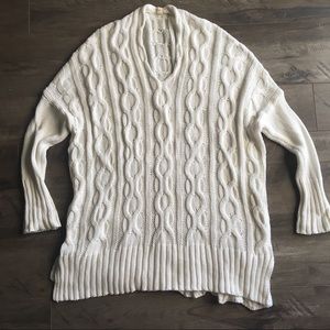 White V-Neck Sweater Dress/Oversized Sweater